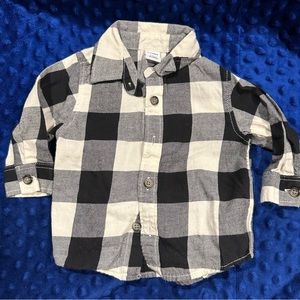 Old Navy 3-6 mo black and white checked button down shirt